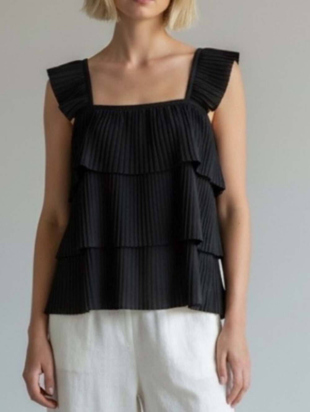 J Crew Pleated Tiered Tank Top Size Small Relaxed Fit